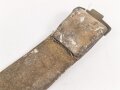 Kaiserreich , Koppelriemen für Mannschaften alter Art bis 1895. Original geweisstes Kammerstück, Höhe des Haken 52mm, Höhe des Leders vorne 48mm, im weiteren Verlauf etwa 44mm. Gesamtlänge etwa 89cm