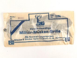Vorschriftsmäßige Militär Maskenbrille der Wehrmacht, in der originalen Umverpackung