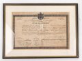 Frankreich Fremdenlegion, Entlassungsschein ( Conge de Liberation) aus dem 1.Regiment der Frem denlegion, ausgestellt am 17.September 1865 in Mexiko Stadt. Neuzeitlich gerahmt, Maße des Rahmen 37 x 50cm
