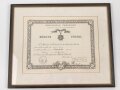 Frankreich , Verleihungsurkunde zum Sozialverdienstorden ( Merite Socila ) datiert 1954. Neuzeitlich gerahmt, Maße des Rahmen 37 x 45cm