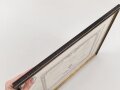 Frankreich , Verleihungsurkunde zum Sozialverdienstorden ( Merite Socila ) datiert 1954. Neuzeitlich gerahmt, Maße des Rahmen 37 x 45cm