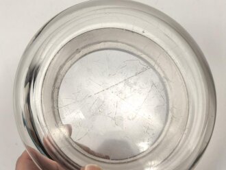 1.Weltkrieg, Aschenbecher aus Preßglas mit versilberter Montierung und Gravur " Weihnachten 1915, 19. res. Div." Durchmesser etwa 14,5cm