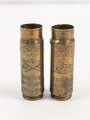 Frankreich , Paar leere Messinghülsen als Dekorationsartikel " Souvenir de Guerre 1914-1918" Messing, kein Zündhütchen, Höhe je 7cm, Bodendurchmesser 20mm