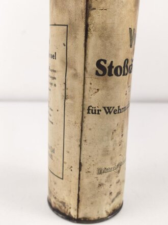"Stoßdämpferoel TL 6027 für Wehrmacht Kraftfahrzeuge" Ungereinigt, verbeult, leer