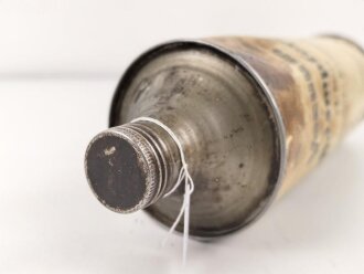 "Stoßdämpferoel TL 6027 für Wehrmacht Kraftfahrzeuge" Ungereinigt, verbeult, leer