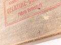 Pionier Wehrmacht, leere Umverpackung für 25 kg " Gelatine Donarit 1" datiert 1944. Maße etwa 27 x 72 x 18cm