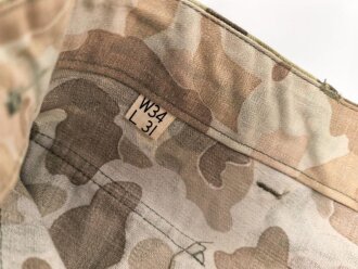 U.S. Army, 1943 dated Camo HBT combat trousers. Unissued. Size 34 x 31, King Kard Overall Co.