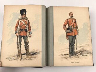 "Cahiers DEnseignement Illustres - Uniformes de LArmee Francaise En 1887 " unter DIN A4, dnanch Deutschland, Holland, Österreich, England. insgesamt etwa 140 Uniformtafeln, Maße je etwa 13 x 20,5cm, ausgeschnitten und eingeklebt