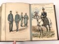 "Cahiers DEnseignement Illustres - Uniformes de LArmee Francaise En 1887 " unter DIN A4, dnanch Deutschland, Holland, Österreich, England. insgesamt etwa 140 Uniformtafeln, Maße je etwa 13 x 20,5cm, ausgeschnitten und eingeklebt