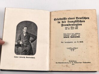 "Erlebnisse eines Deutschen in der französischen Fremdenregion vom 2.März 1885 bis 20. Juni 1888" DIN A6