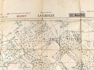 Frankreich, Landkarte "La Grille" datiert 1917, Maße: 106 x 74 cm, stark gebraucht