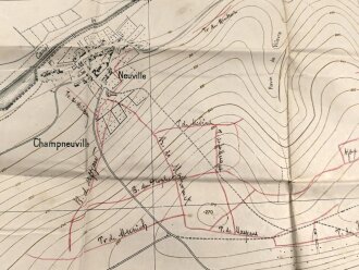 Frankreich, Landkarte "Cote de Talou Nord" datiert 1917, Maße: 104 x 68 cm