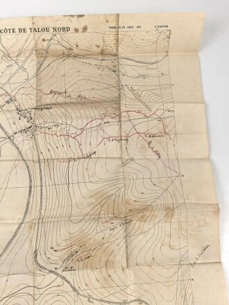 Frankreich, Landkarte "Cote de Talou Nord" datiert 1917, Maße: 104 x 68 cm