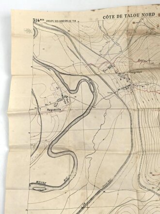Frankreich, Landkarte "Cote de Talou Nord" datiert 1917, Maße: 104 x 68 cm