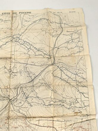 Frankreich, Landkarte "Cote de Poivre" datiert 1917, Maße: 104 x 74 cm