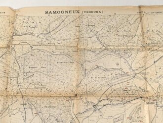 Frankreich 1.Weltkrieg, Landkarte "Samugneux (Verdun 4)" datiert 1917, Maße: 107 x 75 cm