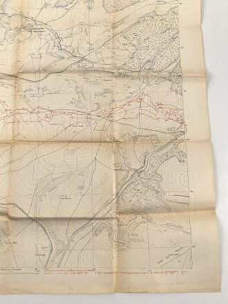 Frankreich 1.Weltkrieg, Landkarte "Samugneux (Verdun 4)" datiert 1917, Maße: 107 x 75 cm
