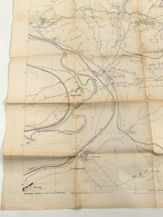 Frankreich 1.Weltkrieg, Landkarte "Samugneux (Verdun 4)" datiert 1917, Maße: 107 x 75 cm