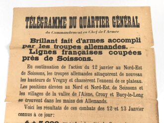 Frankreich 1.Weltkrieg, Wandanschlag "Telegramme du...