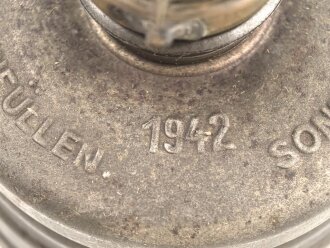 Dochtlampe zur Sammleranwärmung für Wehrmachtsfahrzeuge, original verpacktes Stück, datiert 1942