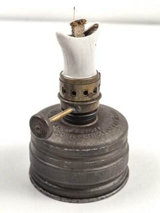 Dochtlampe zur Sammleranwärmung für Wehrmachtsfahrzeuge, original verpacktes Stück, datiert 1942
