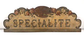 Frankreich 2. Weltkrieg, großes Holzschild " Honneur aux Allies"  "Ehre den Alliierten" Originallack, Maße etwa 50 x 150cm