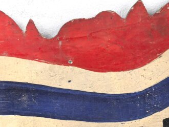 Frankreich 2. Weltkrieg, großes Holzschild " Honneur aux Allies"  "Ehre den Alliierten" Originallack, Maße etwa 50 x 150cm
