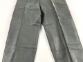 Kriegsmarine, graue Lederhose. Ungetragenes Stück von Czulik & Langer Proßnitz. Lagerspuren