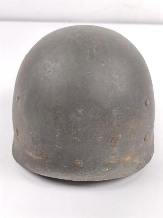 U.S. Army 2. Weltkrieg, Stahlhelm M1 mit Innenhelm.  " Fix bale" Originallack, " SC" Innenhelm, steht für Firma ST. CLAIR aus Michigan. Ungereinigtes Stück