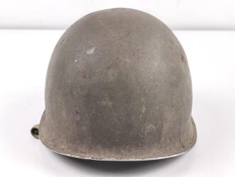 U.S. Army 2. Weltkrieg, Stahlhelm M1 mit Innenhelm.  " Fix bale" Originallack, " SC" Innenhelm, steht für Firma ST. CLAIR aus Michigan. Ungereinigtes Stück