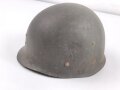 U.S. Army 2. Weltkrieg, Stahlhelm M1 mit Innenhelm.  " Fix bale" Originallack, " SC" Innenhelm, steht für Firma ST. CLAIR aus Michigan. Ungereinigtes Stück