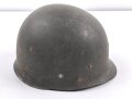 U.S. Army 2. Weltkrieg, Stahlhelm M1 mit Innenhelm.  " Fix bale" Originallack, " SC" Innenhelm, steht für Firma ST. CLAIR aus Michigan. Ungereinigtes Stück