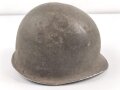 U.S. Army 2. Weltkrieg, Stahlhelm M1 mit Innenhelm.  " Fix bale" Originallack, " SC" Innenhelm, steht für Firma ST. CLAIR aus Michigan. Ungereinigtes Stück