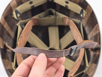 U.S. Army 2. Weltkrieg, Stahlhelm M1 mit Innenhelm.  "Front seam" Originallack, " Westinghouse" Innenhelm. Guter Gesamtzustand
