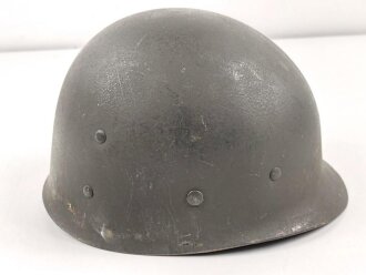 U.S. Army 2. Weltkrieg, Stahlhelm M1 mit Innenhelm.  " Fix bale" Originallack, " Firestone" Innenhelm, Getragenes Stück