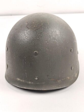 U.S. Army 2. Weltkrieg, Stahlhelm M1 mit Innenhelm.  " Fix bale" Originallack, " Firestone" Innenhelm, Getragenes Stück