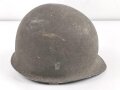 U.S. Army 2. Weltkrieg, Stahlhelm M1 mit Innenhelm.  " Fix bale" Originallack, " Firestone" Innenhelm, Getragenes Stück