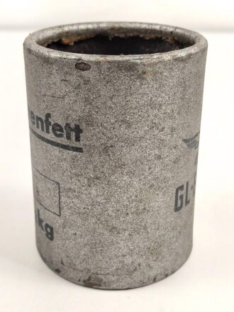 Luftwaffe, Dose für Instrumentenfett mit dem originalen Inhalt. Höhe etwa 11,5cm, ungereinigt