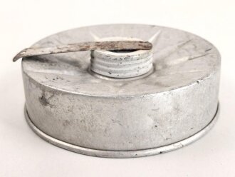 "Evola Duftspender" aus Luftschutz Gasmaskenfilter, Nachkriegsfertigung "Schwerter zu Pflugscharen" Aluminium