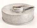 "Evola Duftspender" aus Luftschutz Gasmaskenfilter, Nachkriegsfertigung "Schwerter zu Pflugscharen" Aluminium