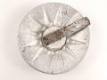 "Evola Duftspender" aus Luftschutz Gasmaskenfilter, Nachkriegsfertigung "Schwerter zu Pflugscharen" Aluminium