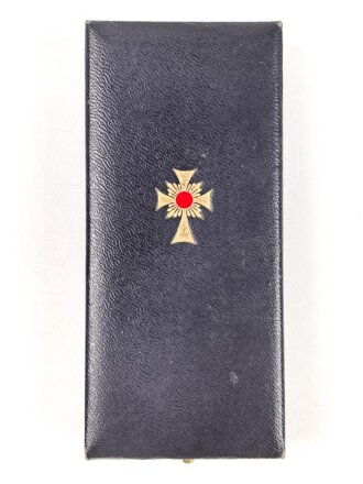 Etui zum Ehrenkreuz der Deutschen Mutter in gold, Hersteller Hans Grad Wien. Deckel vorne leicht verzogen