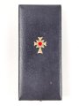 Etui zum Ehrenkreuz der Deutschen Mutter in gold, Hersteller Hans Grad Wien. Deckel vorne leicht verzogen