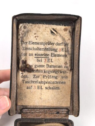 1.Weltkrieg, Elementprüfer alter Art in Tasche. Guter Gesamtzustand, Funktion nicht geprüft