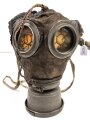 1.Weltkrieg Gasmaske. Guter Zustand, Leder weich. Der Filter datiert 1918, mit Schnappfilter 18.