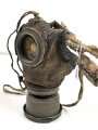 1.Weltkrieg Gasmaske. Guter Zustand, Leder weich. Der Filter datiert 1918, mit Schnappfilter 18.