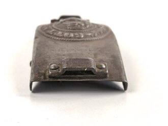 1.Weltkrieg , Feldgraues Koppelschloss für Mannschaften der Telegraphentruppe. Spezielle Form zum Einhängen des Aufspulers