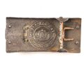 1.Weltkrieg , Feldgraues Koppelschloss für Mannschaften der Telegraphentruppe. Spezielle Form zum Einhängen des Aufspulers