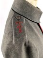 1.Weltkrieg Preußen, feldgrauer Waffenrock Modell 1910 für einen Angehörigen im Telegrapghen Bataillion 5. Eigentumstück mit kleinem Mottenschaden am rechten Ärmel, sonst in sehr gutem Zustand