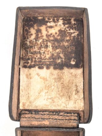 1.Weltkrieg , Elementprüfer alter Art in Ledertasche, diese datiert 1916